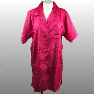 NWoT Shiny pink embossed button down night gown ~ medium